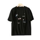 Embroidered Short-sleeve T-shirt Black - One Size