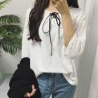 Lace-up 3/4-sleeve T-shirt