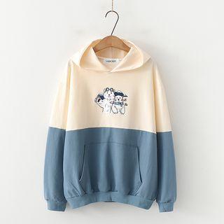 Cartoon Printing Panel Hooded Sweatshirt