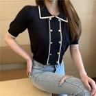 Short-sleeve Double Breasted Knit Shirt