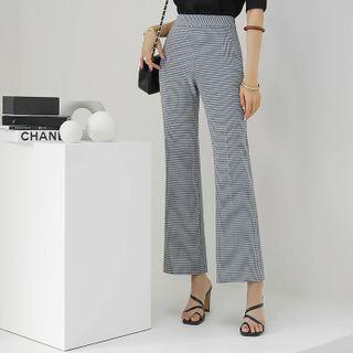 Boot-cut Plaid Dress Pants