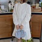 Ruffle-hem Lace-trim Dress