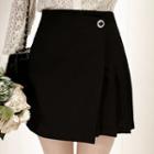 Pleated-trim Wrap-front Skirt