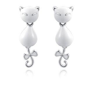 Alloy Cat Earring Platinum - One Size