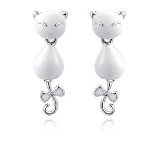 Alloy Cat Earring Platinum - One Size