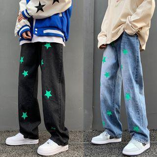 Star Pattern Loose Fit Jeans