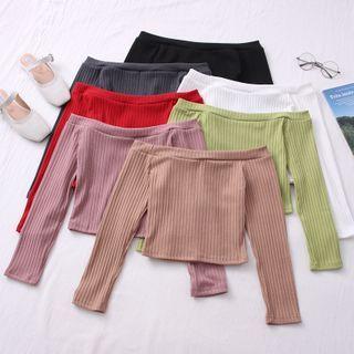 Off-shoulder Slim-fit Crop T-shirt In 7 Colors