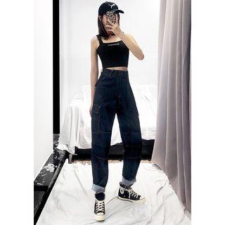 High-waist Wide-leg Cargo Jeans