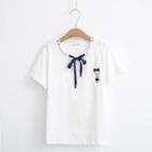 Short-sleeve Rabbit Tie-neck T-shirt