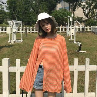 Slit Stripe Long-sleeve T-shirt