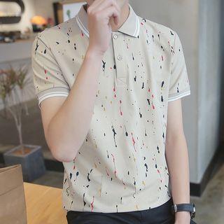 Paint Print Short Sleeve Polo Shirt