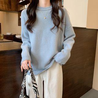Round-neck Plain Woolen Oversize Sweater