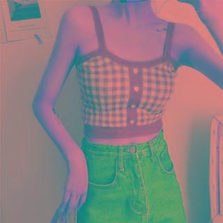 Contrast Trim Checked Camisole