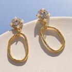 Metal Hoop Earring 1 Pair - A701 - Gold - One Size