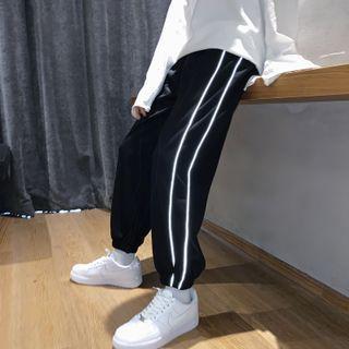 High-waist Reflective Striped Harem Pants