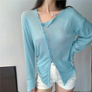 Long Sleeve V Neck Irregular Top