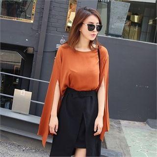 Slit-sleeve Cotton Top