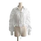 Tie-strap Shirred Cropped Blouse