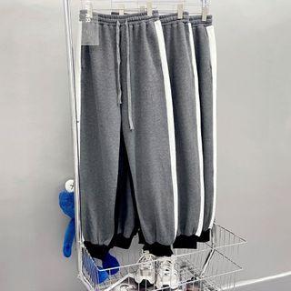 Striped Sweatpants Gray & White - One Size