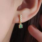 Rhinestone Faux Pearl Alloy Dangle Earring 1 Pair - Green - One Size