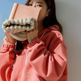 B Embroidered Zip-up Hoodie