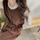 Frilled Long-sleeve Blouse / Corduroy Sleeveless Dress