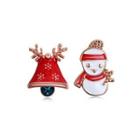 Plated Rose Gold Christmas Snowman And Bell Stud Earrings With Blue Austrian Element Crystal Rose Gold - One Size