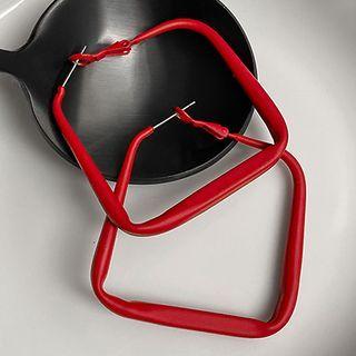 Geometric Hoop Earring 1 Pair - Earring - Red - One Size