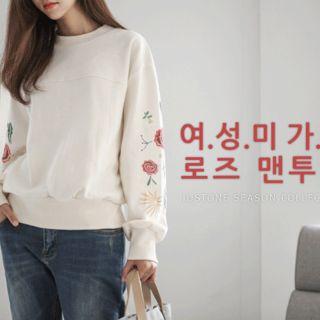 Flower Print Cotton Sweatshirt