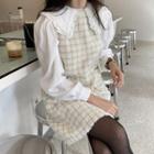 Plain Ruffle Long-sleeve Shirt / Tassel Dress