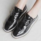 Faux Patent Leather Brogue Oxfords