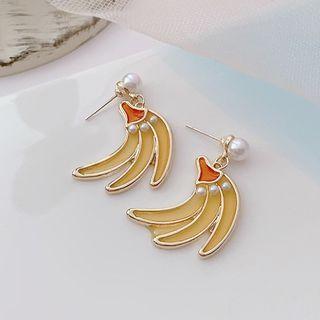 Faux Pearl Alloy Fruit Dangle Earring 1 Pair - Banana - One Size