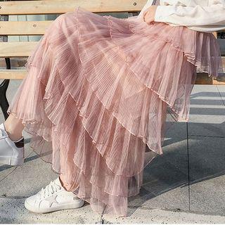 Mesh Maxi Layered Skirt