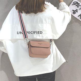 Faux Suede Flap-cover Crossbody Bag