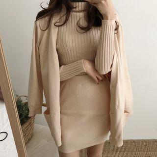 Rib Knit Top / Pencil Skirt / Cardigan