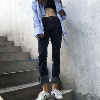 Cuffed Hem Slim Fit Jeans