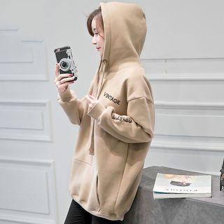 Embroidery Hooded Long Pullover