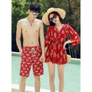 Couple Matching Floral Swim Shorts / Bikini / Cover Up / Set