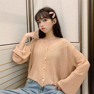 Crochet Knit V-neck Cardigan