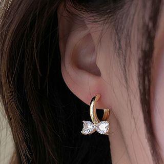 Bow Hoop Drop Earring 1 Pair - Gold - One Size