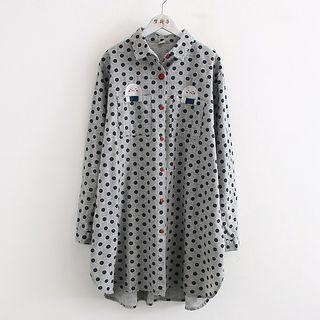 Dotted Embroidered Shirtdress