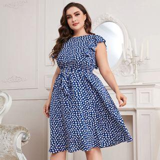 Sleeveless Floral Ruffle A-line Dress