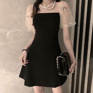 Star Sequined Short-sleeve Mini A-line Dress