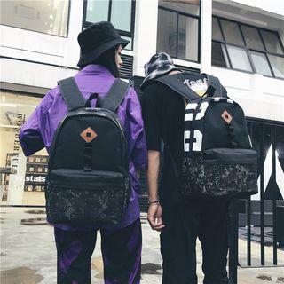 Lettering Camouflage Panel Canvas Backpack