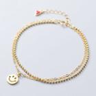 925 Sterling Silver Smiley Layered Bracelet Gold - One Size