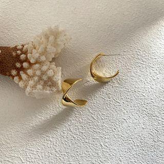 Polished Twisted Alloy Earring 1 Pair - Gold - One Size
