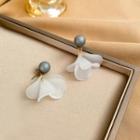 Petal Resin Fringed Earring 1 Pair - Gray & White - One Size