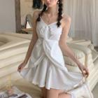 Spaghetti-strap Asymmetrical Mini A-line Dress