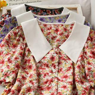 Peter Pan-collar Floral Shirt