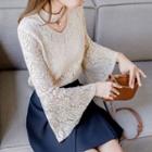 Flare-sleeve Cutout Lace Top